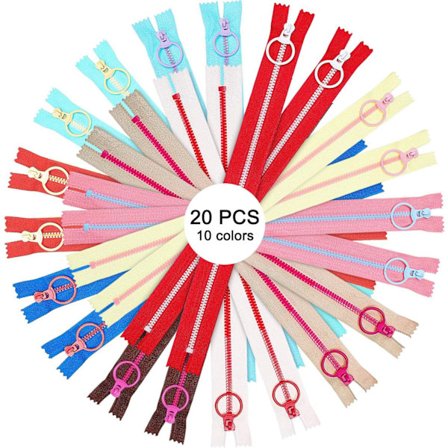 20 stk 30 cm fargerike glidelåser i nylon med harpiks for skreddersøm og håndverk, vesker og klær