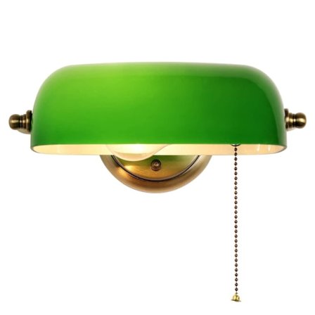Banker Vintage Grøn Glas Væglampe med Justerbar Skærm og Trækket Kontakt til Soveværelse Gang