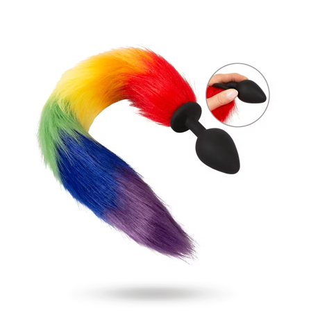 Fluffy Tail Butt Plug Rainbow - Vuxen.se - Buttplug, stora & små butt plugg