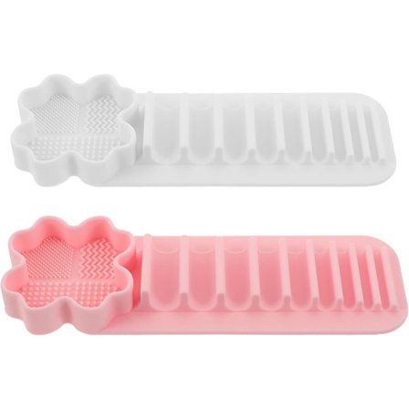 2-pak silikone makeup børsteholder, multifunktionel rengøringsmåtte, vægmonteret tørrestativ, organizer til børster og eyelinere, badeværelsesmøbel