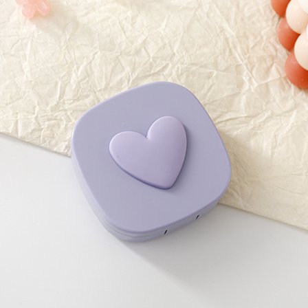 Makronfarge firkantet hjerte kontaktlinseetui skjønnhet kontaktlinse oppbevaringsboks bærbar speil søt brille companion box