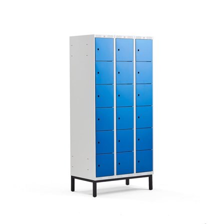 6 door locker CLASSIC, leg frame, 3 modules, 1940x900x550mm, blue