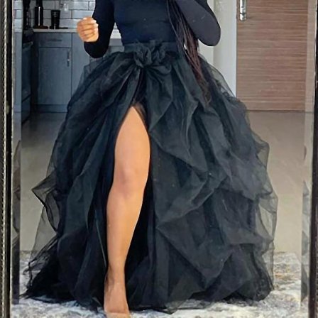 Kesämekko Naisten Tylli Pitkä Hame Korkea Vyötärö Röyhelö Lattiaan Asti Ulottuva Hää Puffy Maxi Hameet Mekot Naisille