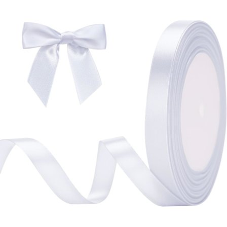 Hvidt satinbånd, 10 mm gaveindpakningsbånd, 22M gaveindpakningsbånd, Valentinsdag dekorativt bånd