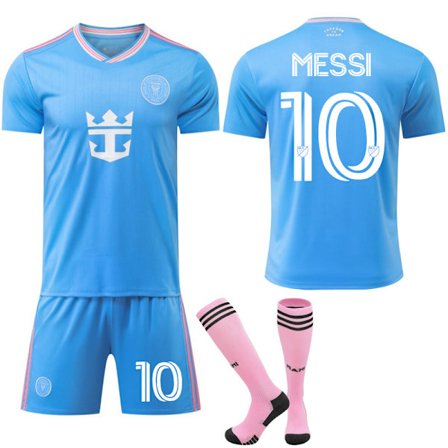 25-26 Inter Miami CF Udebane Tredje NO.10 MESSI Sæt Børn Voksen Fodboldudstyr med Sokker