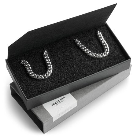 Pulsera XS y collar 50 cm | Caja de regalo con cadena de acero de 6 mm para hombres - Cajas de regalo
