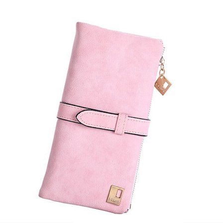 Rosa, luksuriøs designer lang lommebok for kvinner, håndveske med flere posisjoner