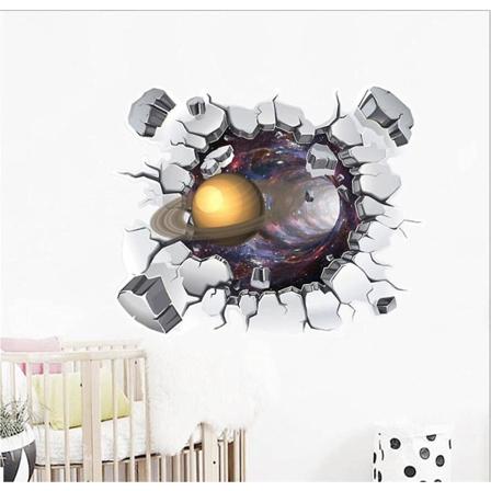 3D levende romplaneter vegg svart veggklistremerke for barn babyrom hjemmedekorasjon veggmaleri klistremerker soverom klistremerker tapet - -