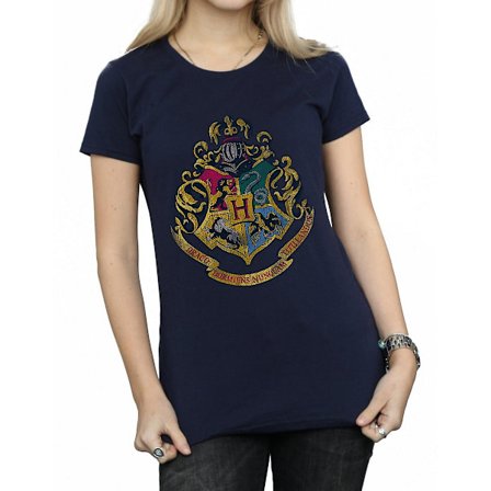 Harry Potter Dam/Kvinnor Hogwarts Crest Bomull T-shirt XL Marinblå