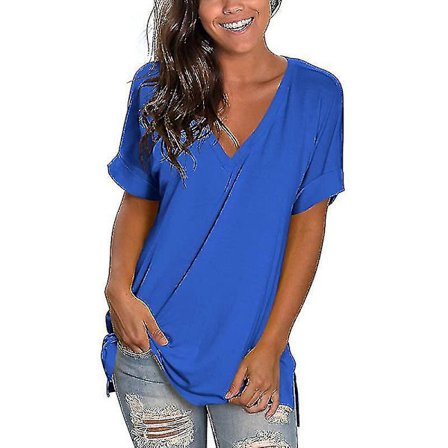 Dametøj T-shirt Sommer Tops 2022 Sommer V-hals Løstsiddende Casual