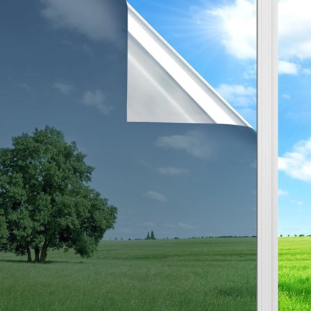 Envejs Spejlfolie, 45CM*100CM Dagtids Privatliv Sølv Reflekterende Spejl Vindue Folie Selvklæbende Spejlpapir Dekoration