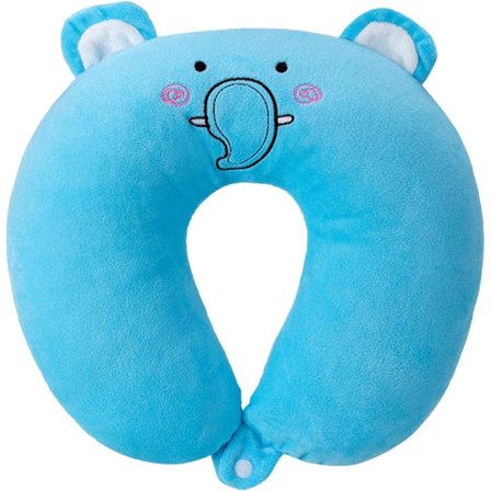 Reisepute, U-Formet Elastisk Nakkepute, Tegneserie Dyre Nakkepute for Barn og Voksne, Minneskum Hode- og Nakkestøtte Pute Myk (Elefant)