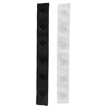 2x Snap Popper Tape Lukke Bånd 6-Knap 25mm Afstand Hvid og Sort