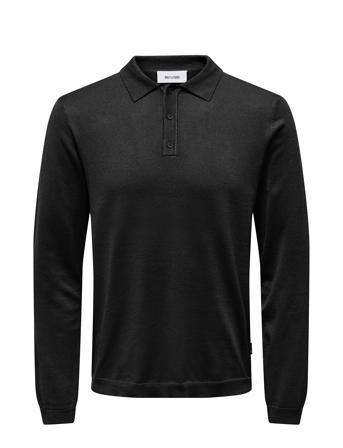 Onswyler Life Ls Polo Knit Tops Knitwear Long Sleeve Knitted Polos Black ONLY & SONS