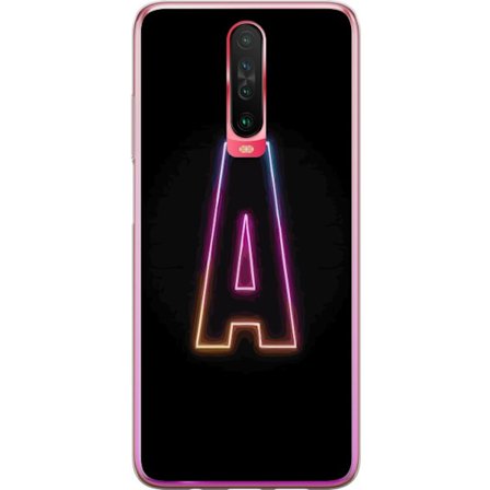 Kompatibel Mobilcover til Xiaomi Xiaomi Redmi K30 Minimalistisk neonbogstav A i regnbuefarvet lys mod sort baggrund i moderne typografisk stil