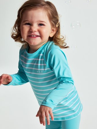 Langermet UV-trøye stripet - 86|92 - barneklær - turquoise - Polarn O. Pyret