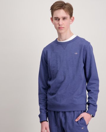GANT SHIELD COTTON SLUB C-NECK Blå Genser Gutt - Kids Brand Store