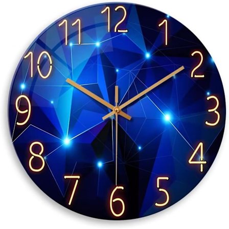 Væg ur med smukt ur ansigt - digital blå