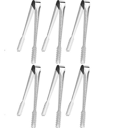 6 stk. rustfrit stålispincet med tænder skridsikre madpincet (6 tommer)