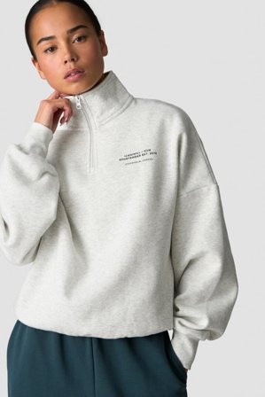 ICANIWILL - Everyday 1/4 Zip Crewneck Wmn White Melange - Dames - sportkleding van ICIW