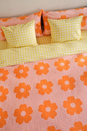 Jotex - Sengeteppe 150x260 Cm Rosa/oranje - WERNER - Kjøp Sengetepper hos Jotex