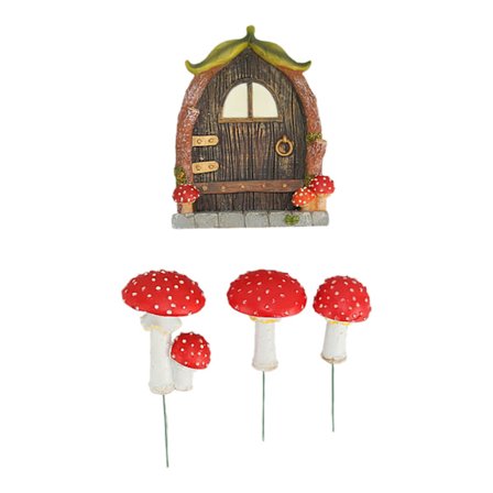 Keijukaisovi ja sieniä, käsinmaalattu, hieno pakkassuoja, hehkuva sieni puutarhan pihalle