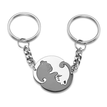 Pariskunnan avaimenperät Yin Yang kissan avaimenperät ruostumattomasta teräksestä palapeli kissojen avaimenperät hänen ja hänen ystäviensä 