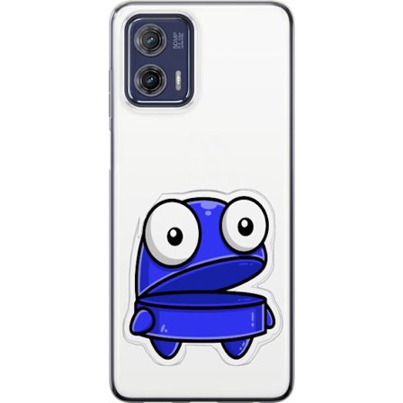 Kompatibel Mobilcover til Motorola Motorola Moto G73 Blå tegneseriefigur med åbent udtryk og store øjne i sjov illustration