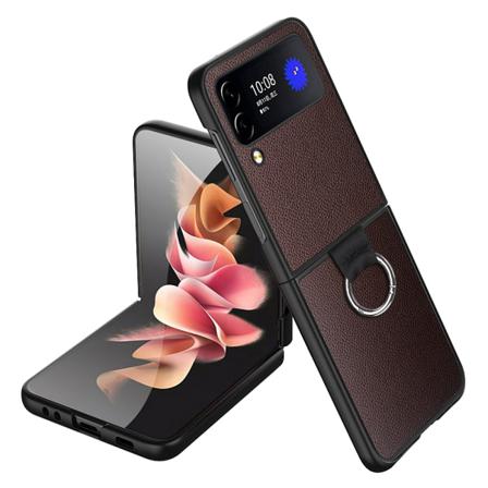 Litchi Texture Case Med Rin För Samsung Galaxy Z Flip4