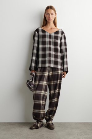 COS Femme Pantalon Barrel À Carreaux in Rouge