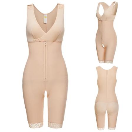 Helkroppsformkläder Kvinnor Slimming Shaper Slida Öppen gren Överbyst Korsett Postpartum Underkläder Plus Size Body Bukbälte Beige S
