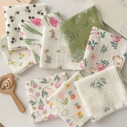 Cute Cartoon Baby Towels Muslin Cloth Hand Face Wipes Saliva Bib Handkerchief Gauze Cotton Kids Boys Girls Washcloth Burp Cloth