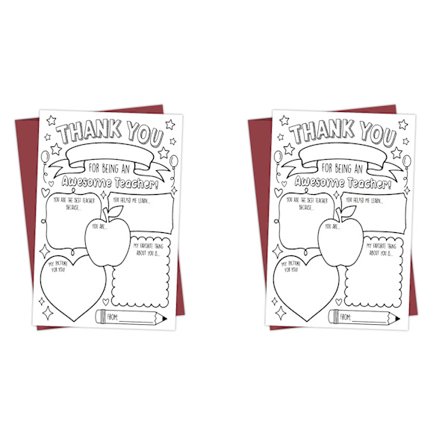 2 stk. Takkekort til lærer, morsom lærer-påskjønnelseskortgave, fyll ut feltene, lærer-takkegaver-kort fra skolen