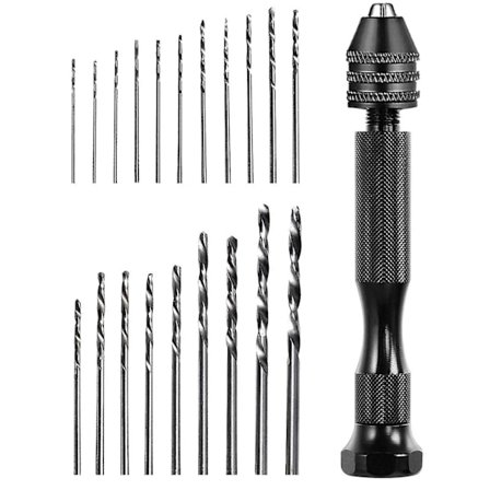 Præcisions skruestik, håndboremaskine med spiralbor, 20 stk., roterende hoved