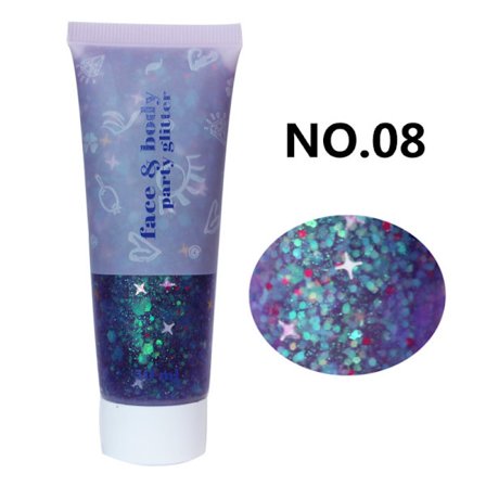 Transparent hvid ansigts- og kropsglimmer - Party glimmer festival rave kostume, egnet til kvinder og børn.