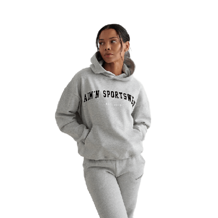 aim'n Grey Melange Varsity Sweat Hood Tröjor Dam Grå L