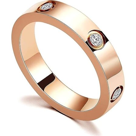 Kärlek Vänlig Ring 18k Guld Silver Rospläterad Kubisk Zirkonia Rostfritt Stål Löfte Ring Bröllopsband Smycken Födelsedagspresenter För Kvinnor (ros-6)