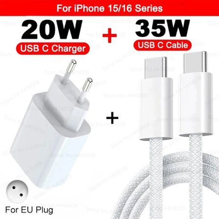 Ny EU-adapter 20W PD Snabbladdare För iPhone 13 12 11 14 15 16 Pro Max Plus USB C Typ C Snabbladdningsladdare Kabeltillbehör