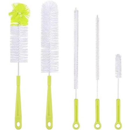 (Grön)5-pack Flaskrengöringsborste Multifunktionell Borste Set Lång