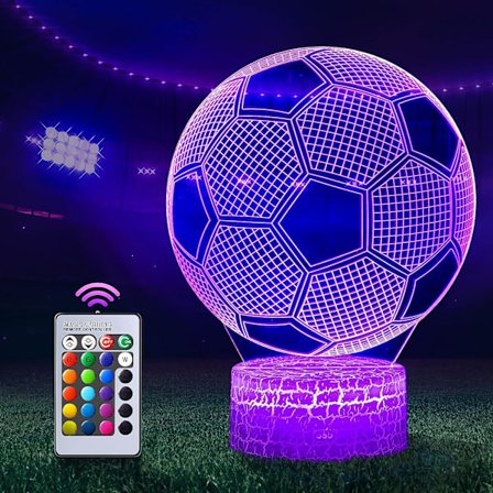 Fotbollsnattlampa, 3D LED-lampa optisk illusion nattlampa barn, illusion fotbollsnattlampa för sovrum sängbord flicka son överraskning födelsedag