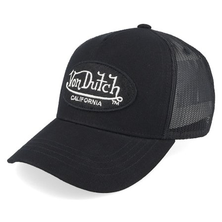 Von Dutch - Oval Patch Black A-Frame Trucker Trucker Black Cap - @ Hatstore