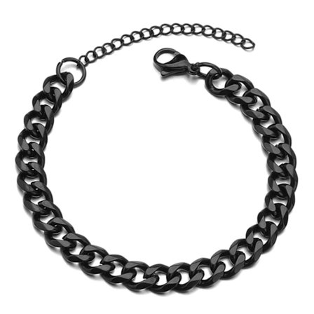 Säädettävä Pansan Link -ketjun rannekoru musta ketju 7mm