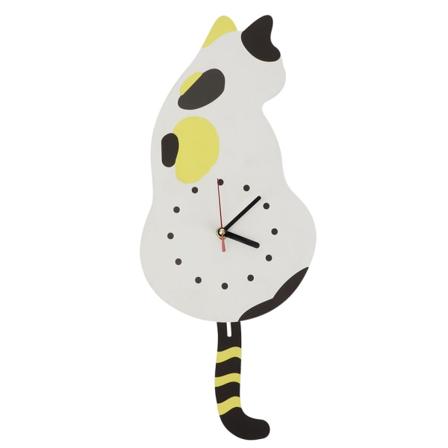 Cartoon Wagtail Cat Väggklocka Dekorativ Klocka med Tyst