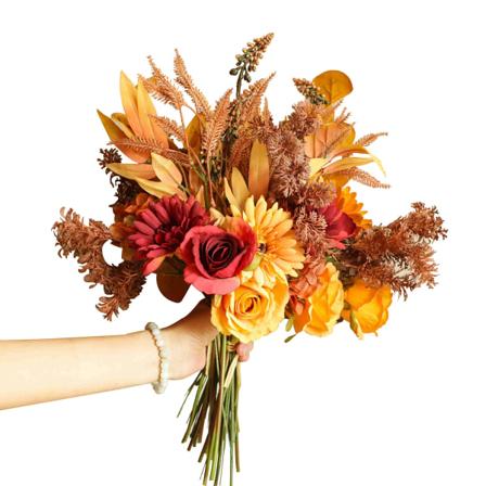 2 stk Boho Stil Kunstige Blomsterbuketter, 17 tommer Bohemian Stil Efterårsblomster Bryllupsbuketter til Brud Brudesvend