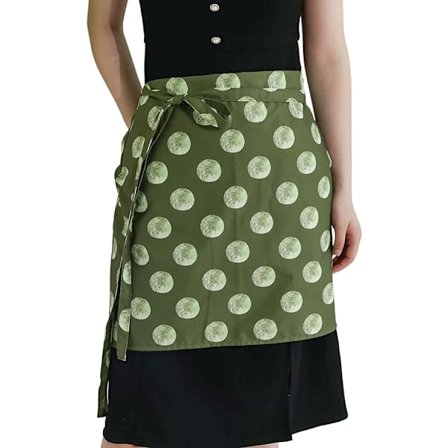 Vandtæt bomuldsforklæde til køkkenet med stor lomme til bagning, restaurant, havearbejde og husarbejde - Halv forklæde (grøn)