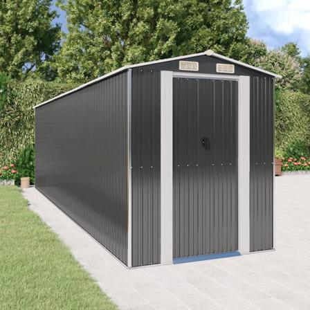 Vidaxl Trädgårdsskjul Antracit 192x689x223 Cm Galvaniserat Stål Antracit