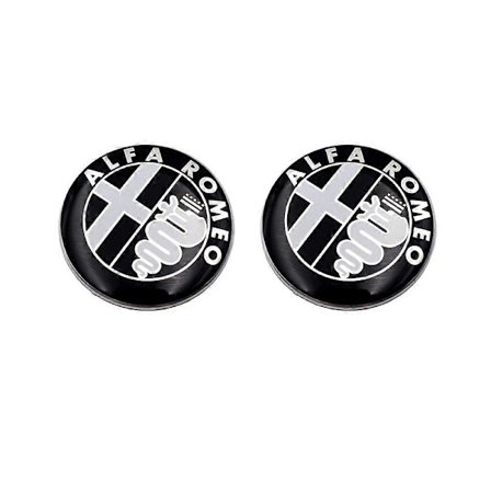 2 kpl Alfa Romeo vaakuna musta logo 74mm etukannen takamerkki musta 147 156 159 Brera Mito METAL_Super-lahja