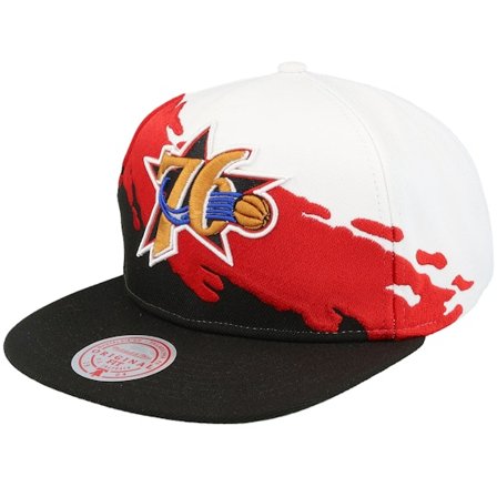 Mitchell & Ness - NBA Svart snapback Keps - Philadelphia 76ers Paintbrush White/Black Snapback @ Hatstore