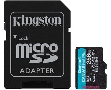 Kingston 256GB microSDXC Canvas Go Plus Gen4 200MB/s A2 U3 V30 Card + Adapter - 256 GB Canvas Go! Plus microSDXC-minneskort