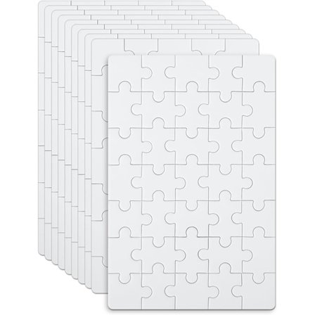 10 Ark Blanke Puslespil, 10 x 15 cm Blankt Puslespil, 35 Brikker pr. Ark, Helt Hvidt Puslespil, DIY Puslespil, Maleri Puslespil